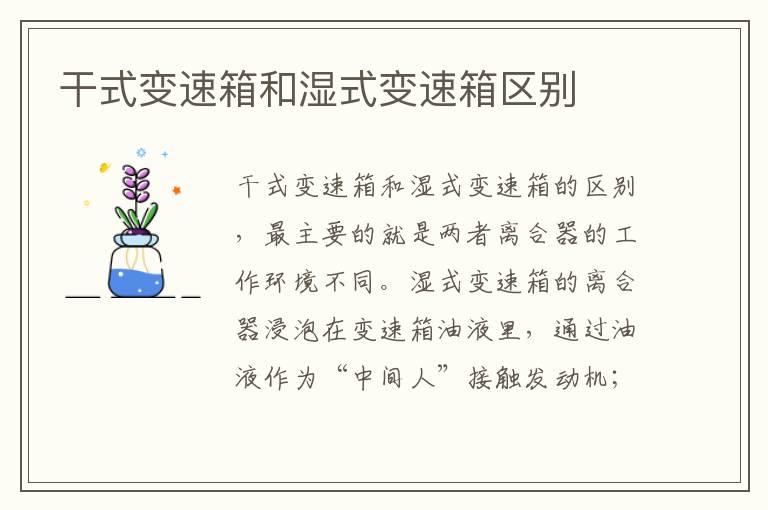 干式变速箱和湿式变速箱区别