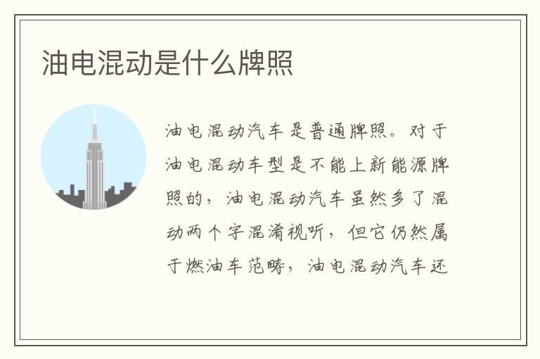 油电混动是什么牌照