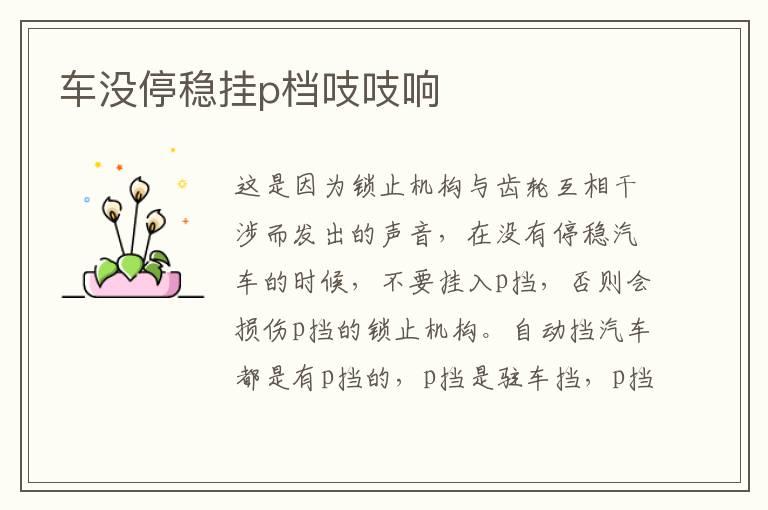 车没停稳挂p档吱吱响