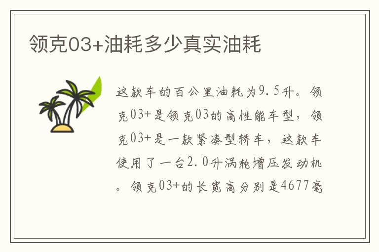 领克03+油耗多少真实油耗