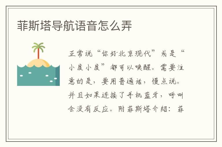 菲斯塔导航语音怎么弄