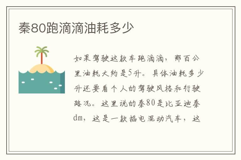 秦80跑滴滴油耗多少