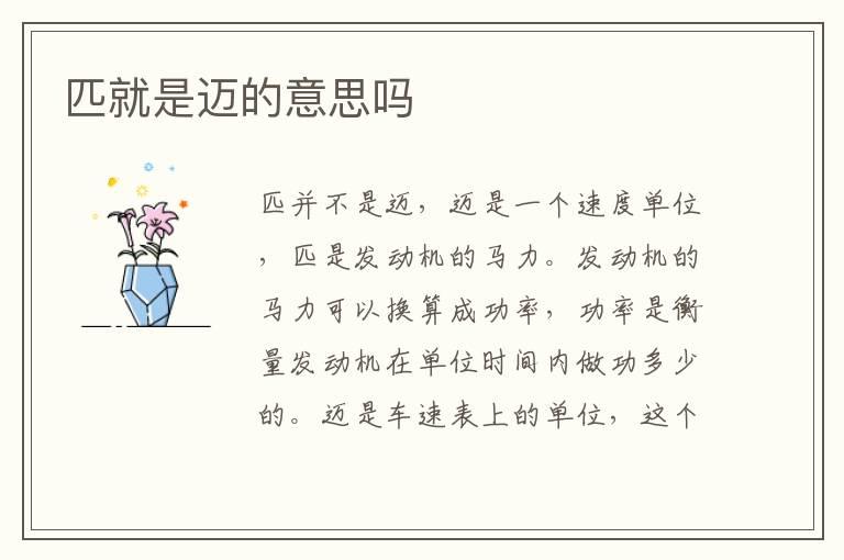 匹就是迈的意思吗