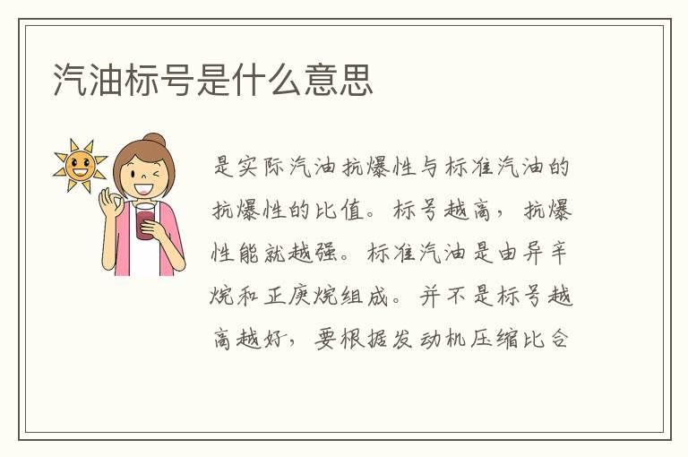 汽油标号是什么意思
