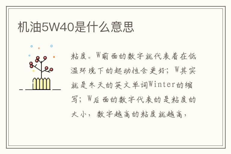 机油5W40是什么意思