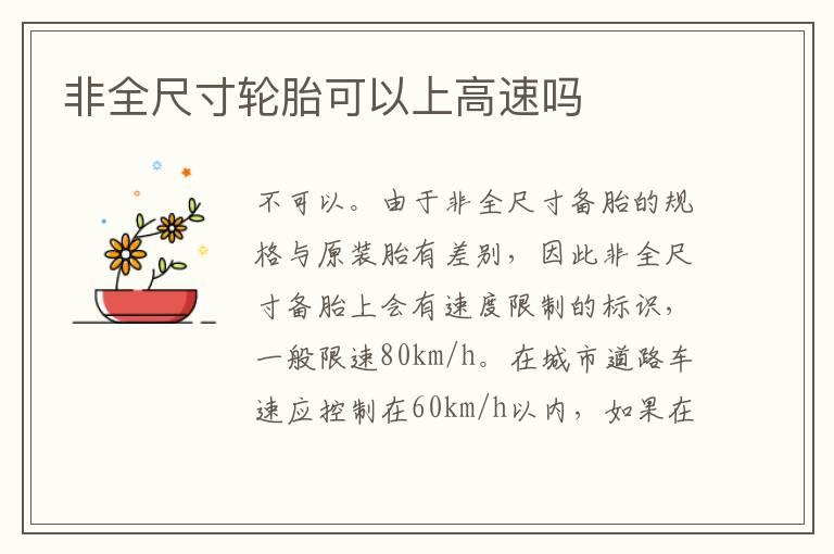 非全尺寸轮胎可以上高速吗