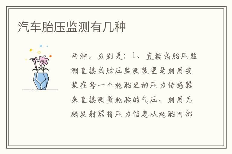 汽车胎压监测有几种
