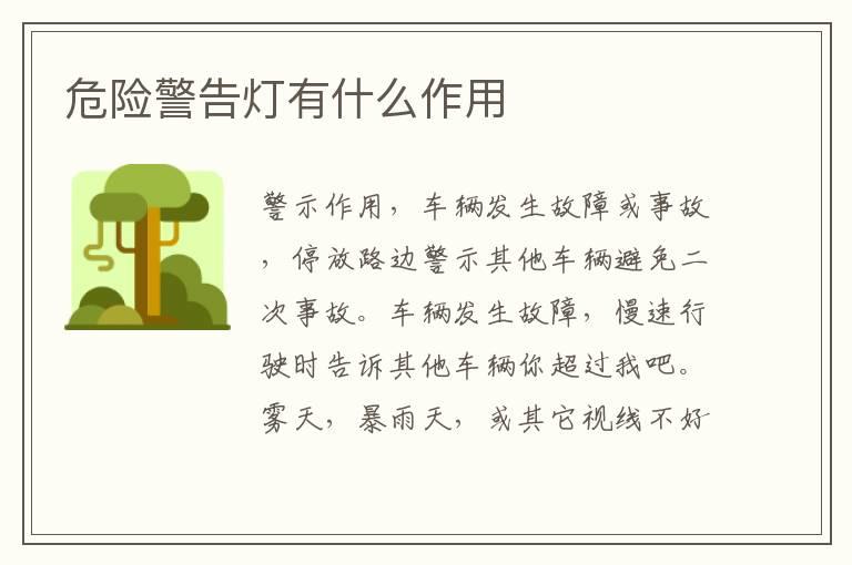 危险警告灯有什么作用