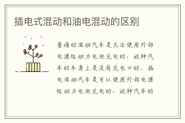 插电式混动和油电混动的区别