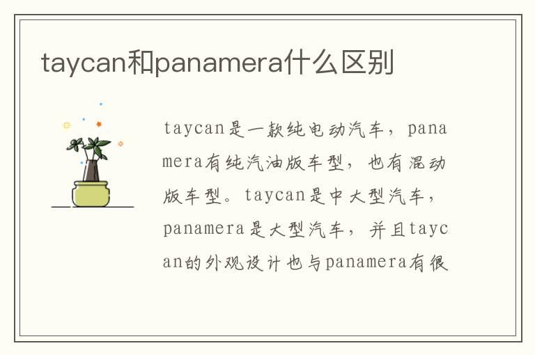 taycan和panamera什么区别