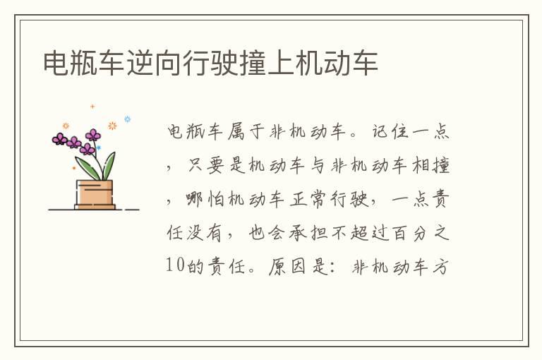 电瓶车逆向行驶撞上机动车