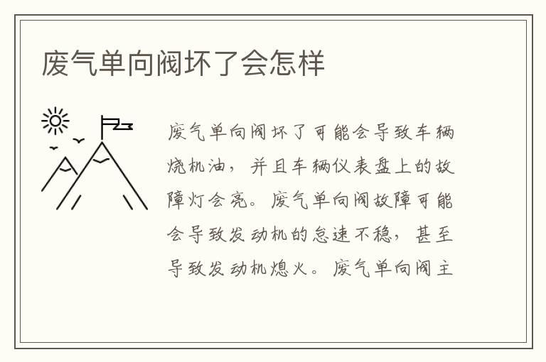 废气单向阀坏了会怎样