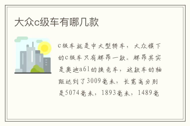 大众c级车有哪几款