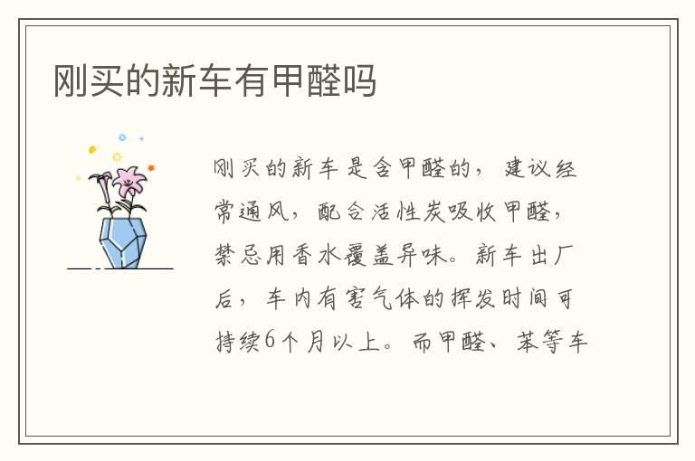 刚买的新车有甲醛吗