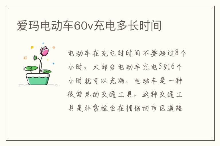 爱玛电动车60v充电多长时间