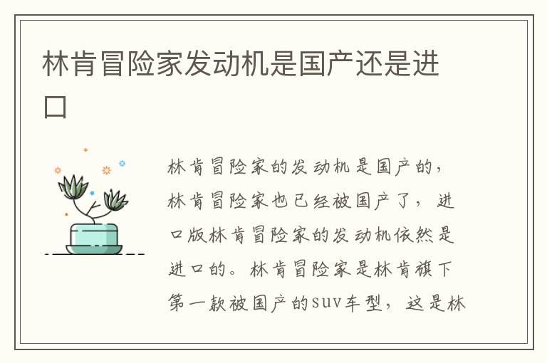 林肯冒险家发动机是国产还是进口