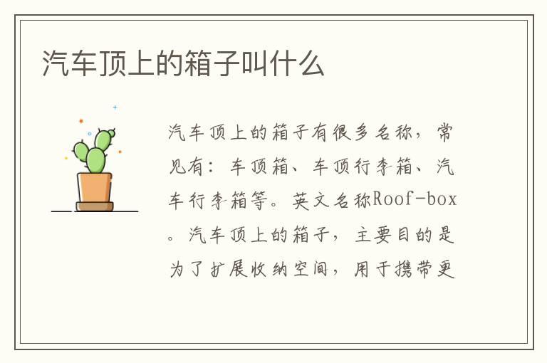 汽车顶上的箱子叫什么