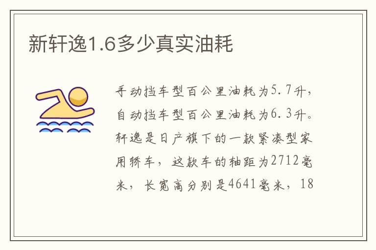 新轩逸1.6多少真实油耗
