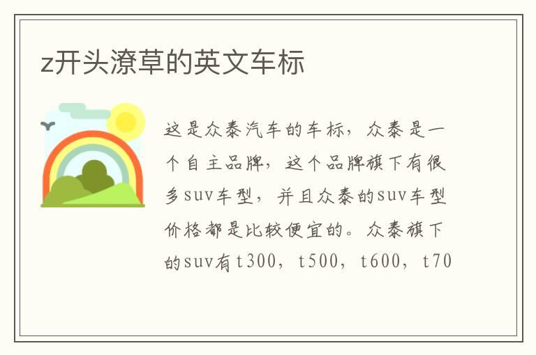 z开头潦草的英文车标