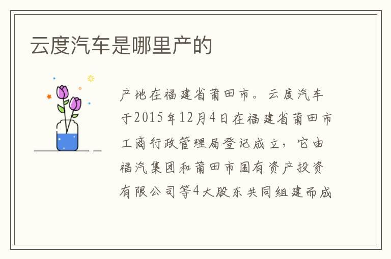 云度汽车是哪里产的