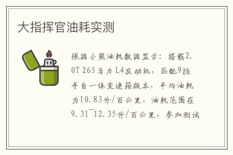 大指挥官油耗实测