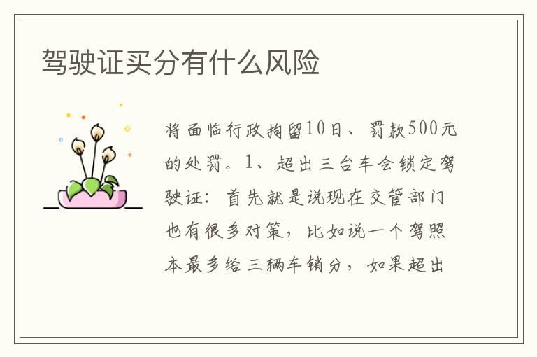 驾驶证买分有什么风险