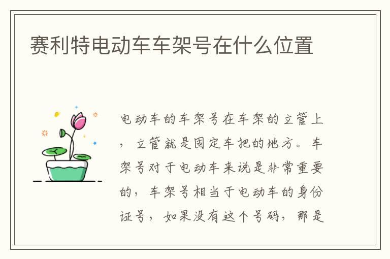 赛利特电动车车架号在什么位置