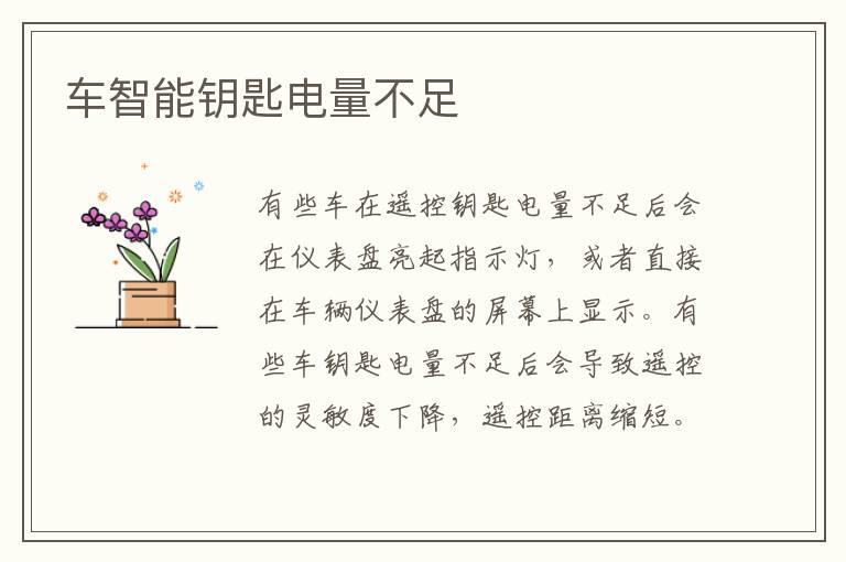 车智能钥匙电量不足