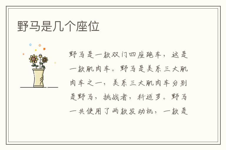 野马是几个座位