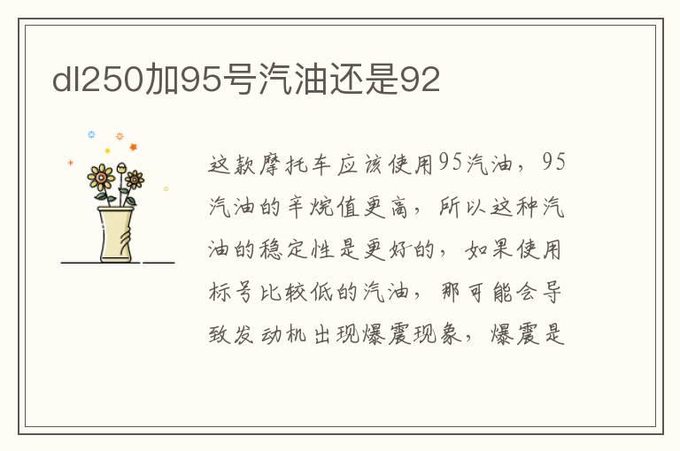 dl250加95号汽油还是92
