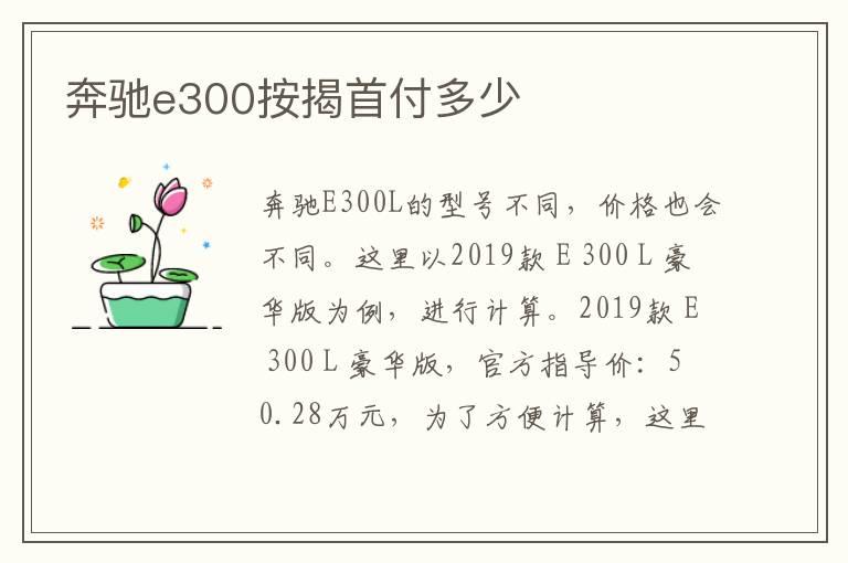 奔驰e300按揭首付多少