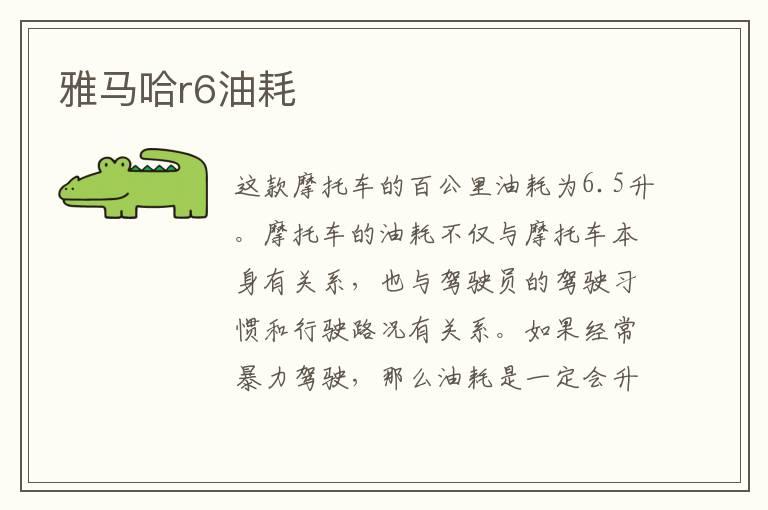 雅马哈r6油耗