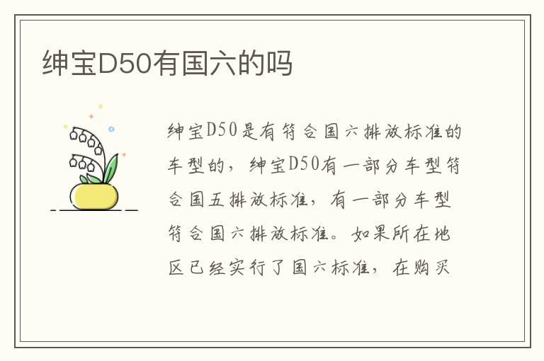 绅宝D50有国六的吗