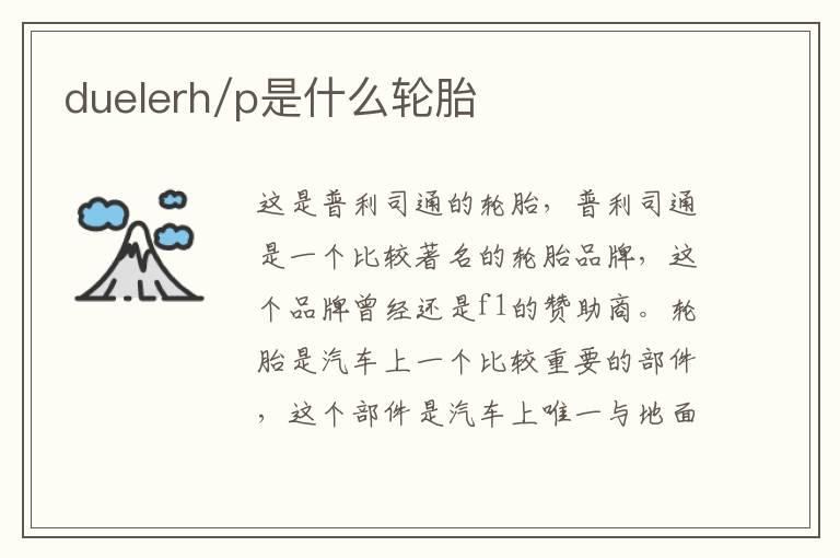 duelerh/p是什么轮胎