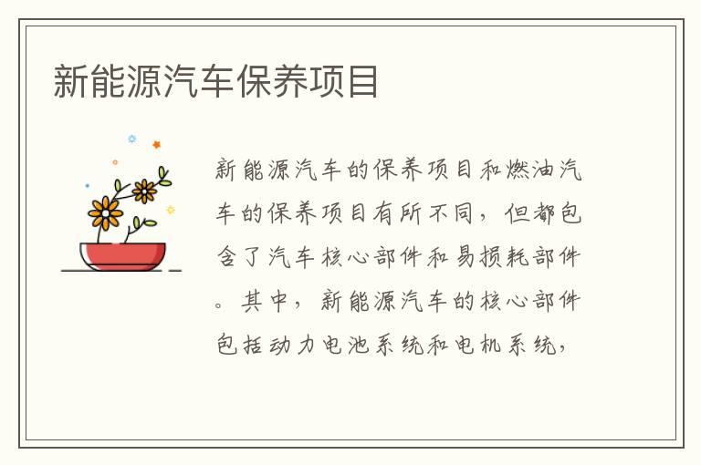 新能源汽车保养项目