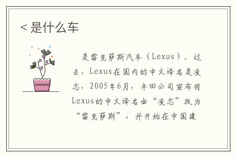﹤是什么车
