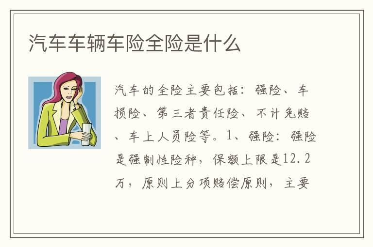 汽车车辆车险全险是什么