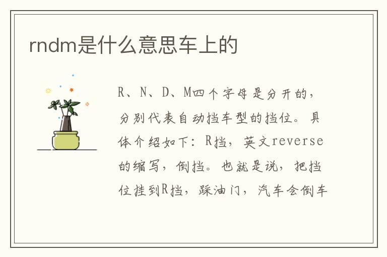 rndm是什么意思车上的