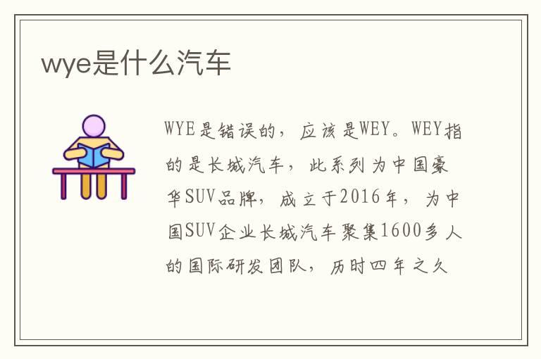 wye是什么汽车