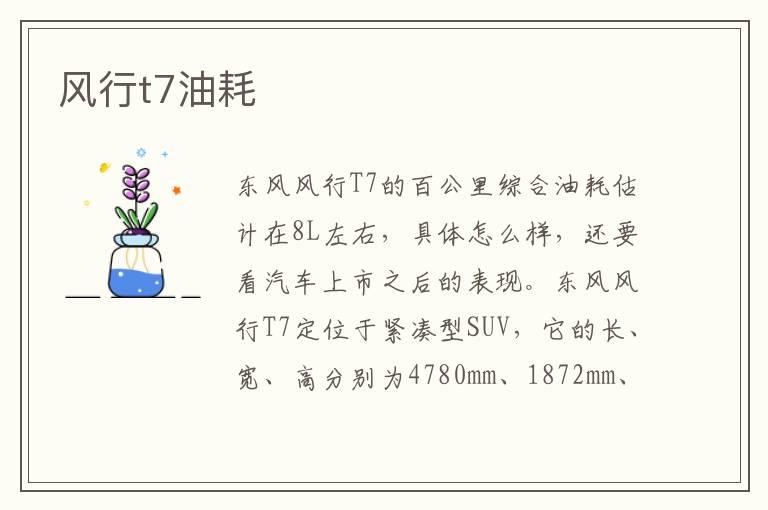 风行t7油耗