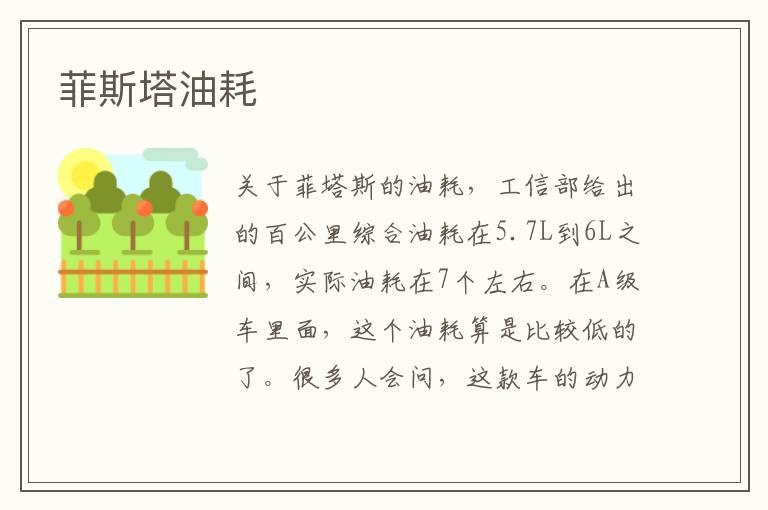 菲斯塔油耗