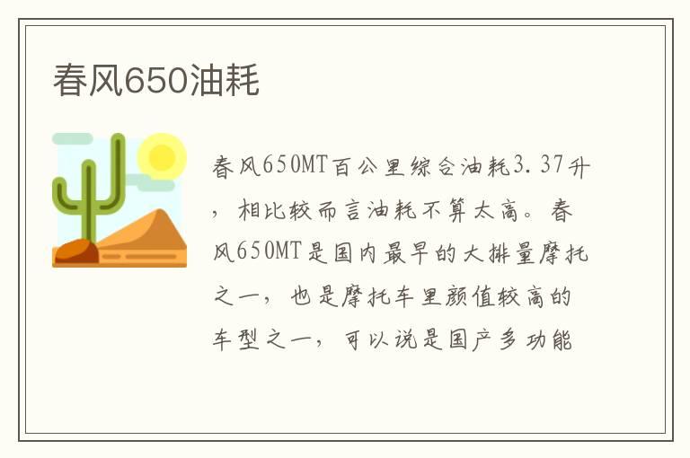 春风650油耗