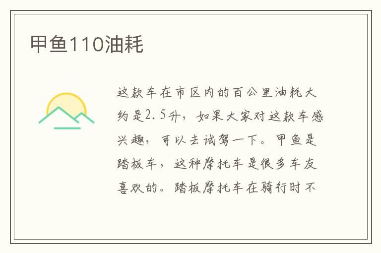 甲鱼110油耗