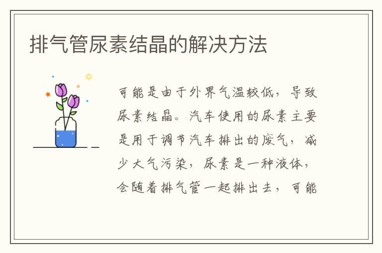 排气管尿素结晶的解决方法