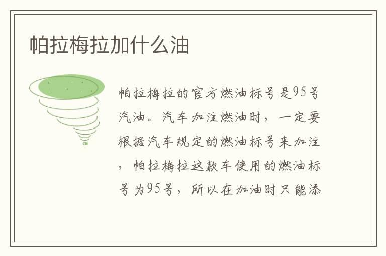 帕拉梅拉加什么油