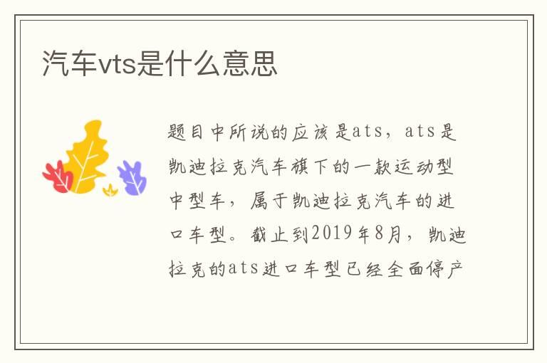汽车vts是什么意思
