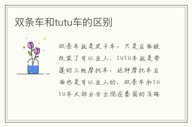 双条车和tutu车的区别