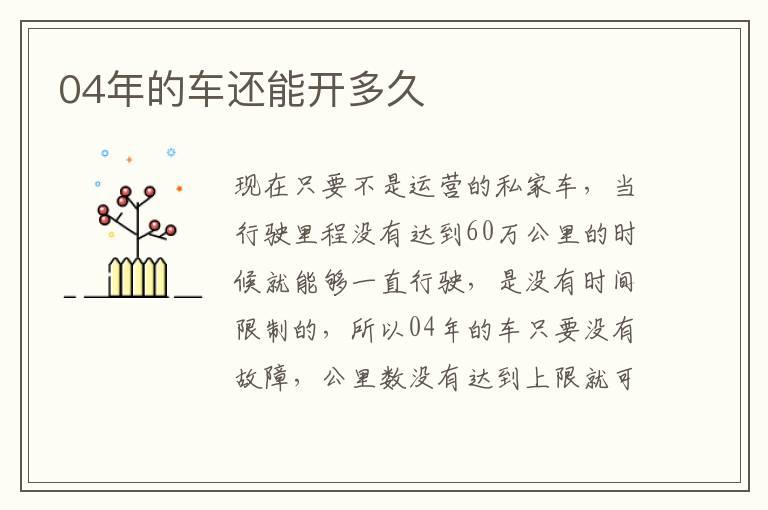 04年的车还能开多久