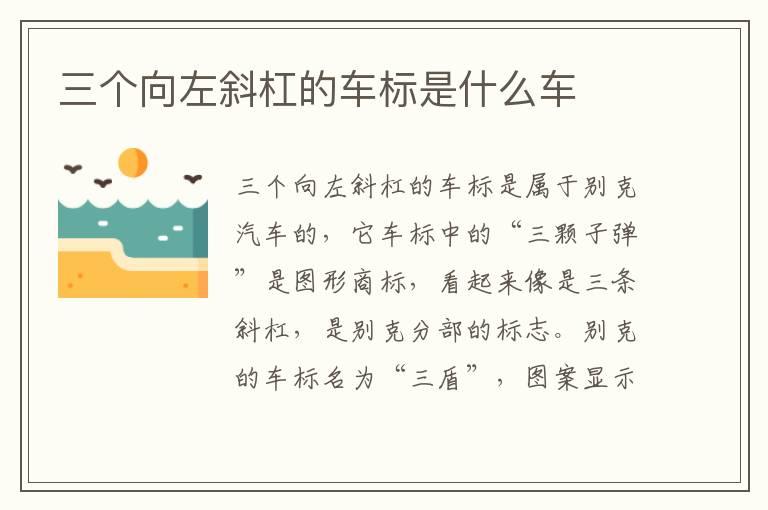 三个向左斜杠的车标是什么车