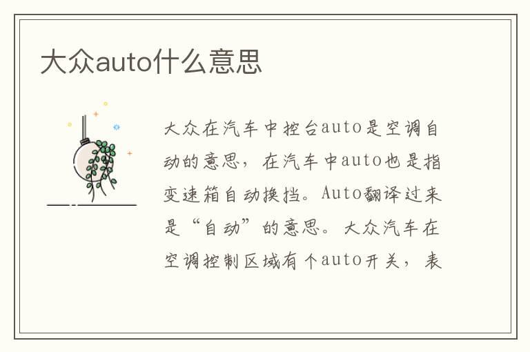 大众auto什么意思